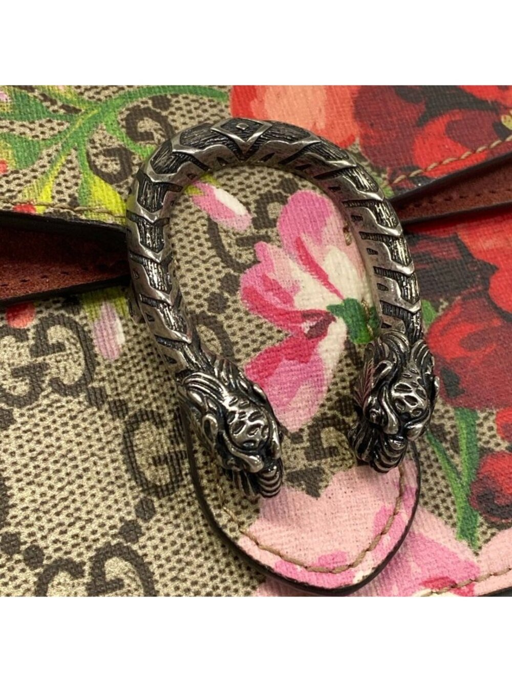 Gucci Shoulder Bag Dionysus Beige Dark Brown Multi Chain Floral Pattern - Picture 12 of 15
